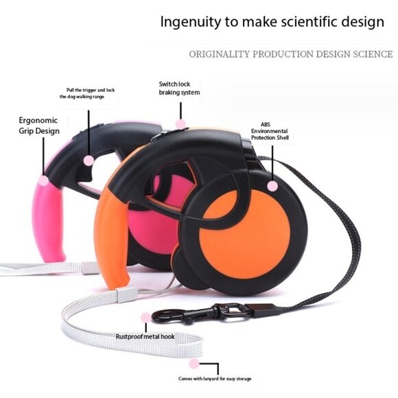 Automatic Retractable Pet Leash – Durable Nylon, 16 ft Rope, One-Handed Braking - Picture 7 of 13